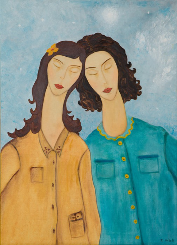 Zoe und Schwester Portrait, Öl auf Leinwand, 50cm x 70cm